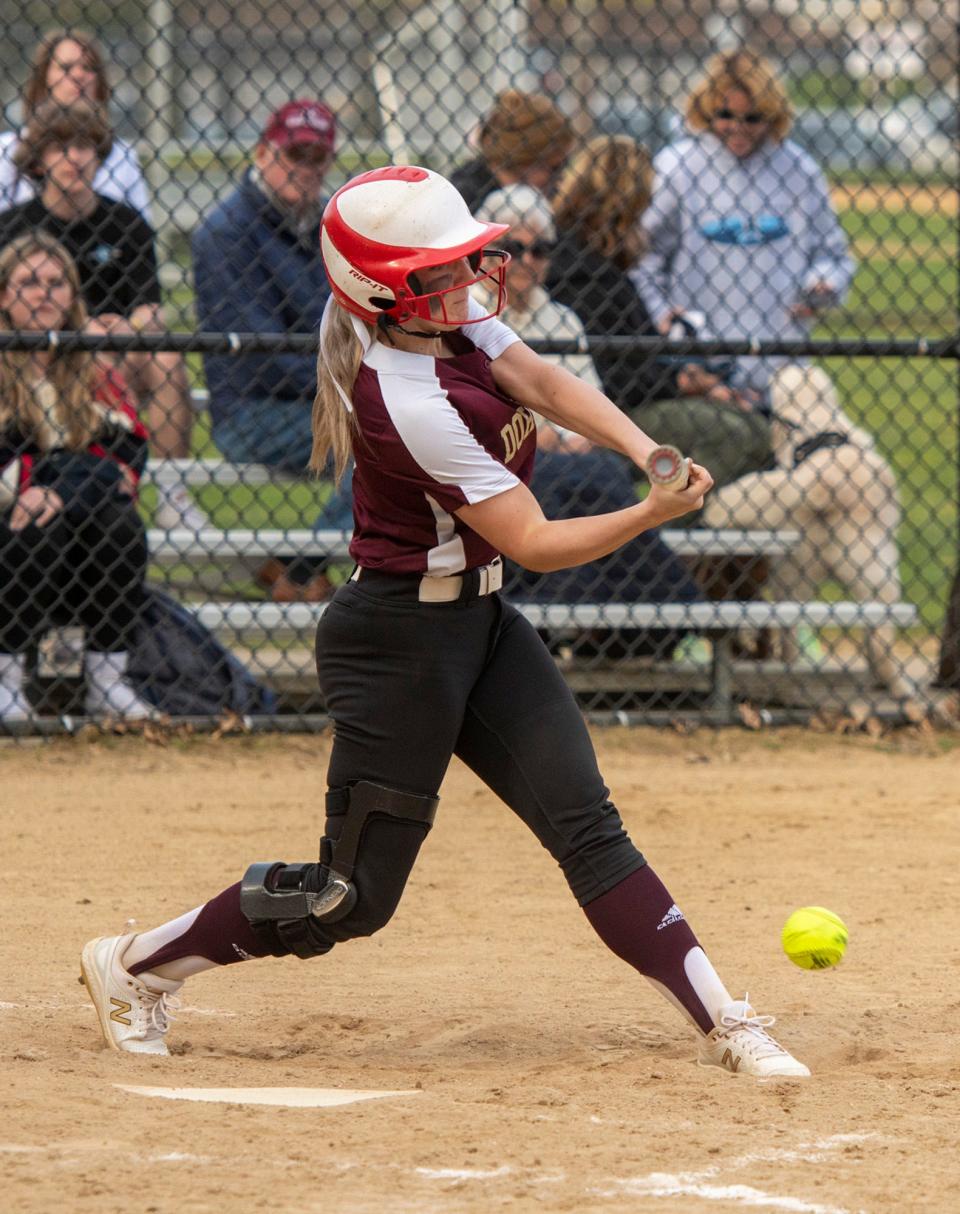 Doherty's Nora Murray reaches base on an infield hit against St. Paul earlier this week.