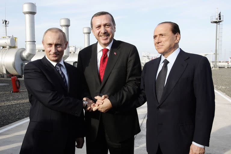 Putin, Erdogan y Berlusconi en 2005