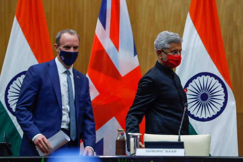 Britain's Foreign Secretary Raab and his Indian counterpart Jaishankar hold news conference in New Delhi