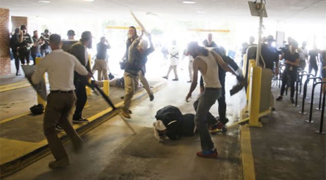 DeAndre Harris was bashed by a group of white supremacists during the weekend protests in Charlottesville, Virginia. Source: AP