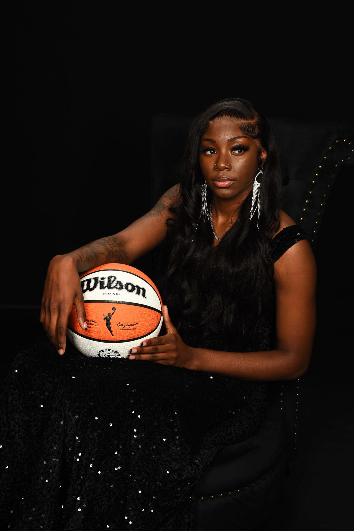 Marquesha Davis at 2024 WNBA draft. (Brian Babineau / NBAE via Getty Images)