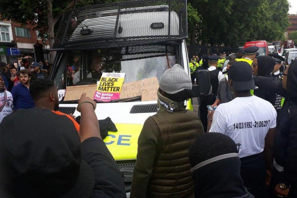 March: Demonstrators held signs reading 'Black Lives Matter'