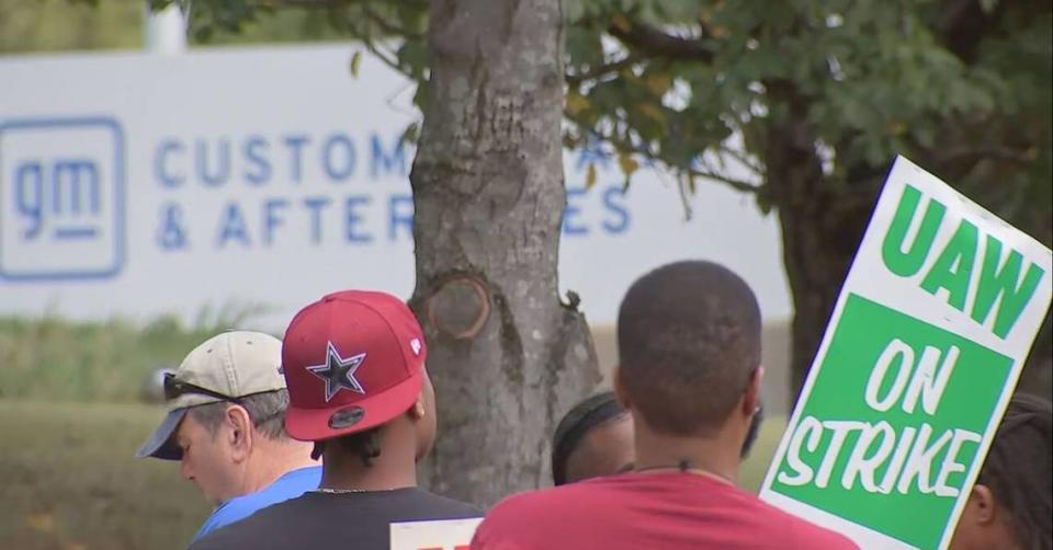 UAW workers on strike in Charlotte on Friday, part of a push to expand an existing strike.