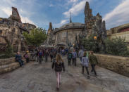 In addition to the Black Spire Outpost market, restaurants and other local color, Galaxy's Edge boasts two signature attractions. Millennium Falcon: Smugglers Run is available opening day, and <em>Star Wars</em>: Rise of the Resistance will open later this year. (Photo: Joshua Sudock/Disney Parks)