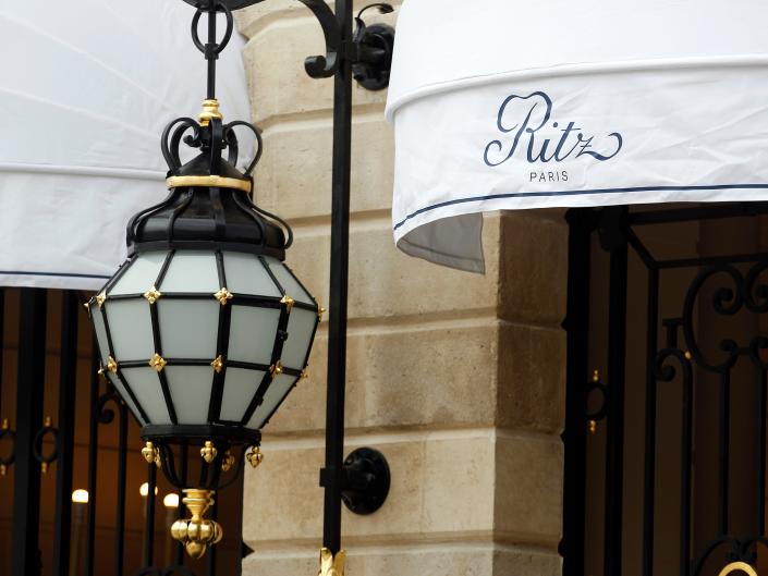 PARIS, FRANCE - JUNE 06: The entrance of the Ritz Hotel on the Place Vendome is seen before reopening on June 6, 2016 in Paris, France. The Ritz hotel, owned by Egyptian billionaire Mohamed Al Fayed, has closed for the works in 2012 and re-opens its doors to guests after four years of renovations. The Ritz has become known as the place where Britain's Princess Diana spent her last hours before a car accident in a tunnel in the French capital while being pursued by paparazzi. (Photo by Chesnot/Getty Images)