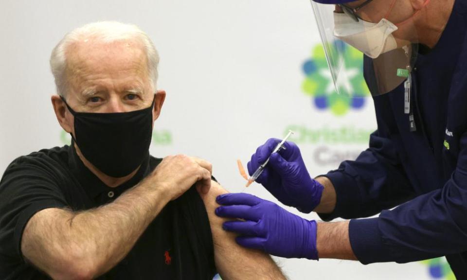 President-elect Joe Biden receives the second dose of a Covid-19 vaccination in Newark, Delaware, earlier this month.