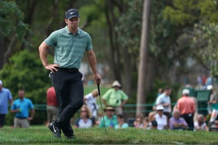 Mar 11, 2018; Palm Harbor, FL, USA; Paul Casey stands outside the green on the 16th during the final round of the Valspar Championship golf tournament at Innisbrook Resort - Copperhead Course. Jasen Vinlove-USA TODAY Sports