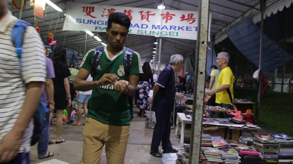 “Pasar Sungei” opposite Khatib MRT station in January. (Video screencap)