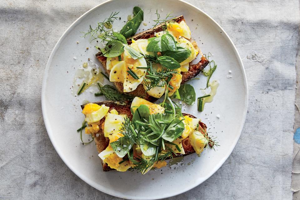 Egg Salad Tartines With Mixed Herbs