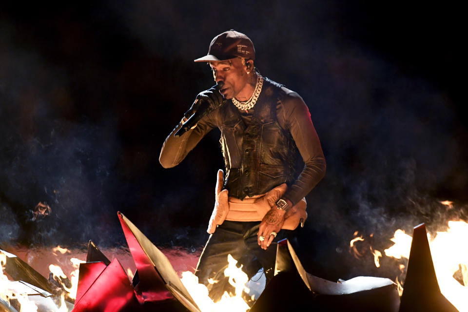 26-year-old rapper Travis Scott welcoming fans to Astroworld.&nbsp; (Photo: Kevin Winter via Getty Images)