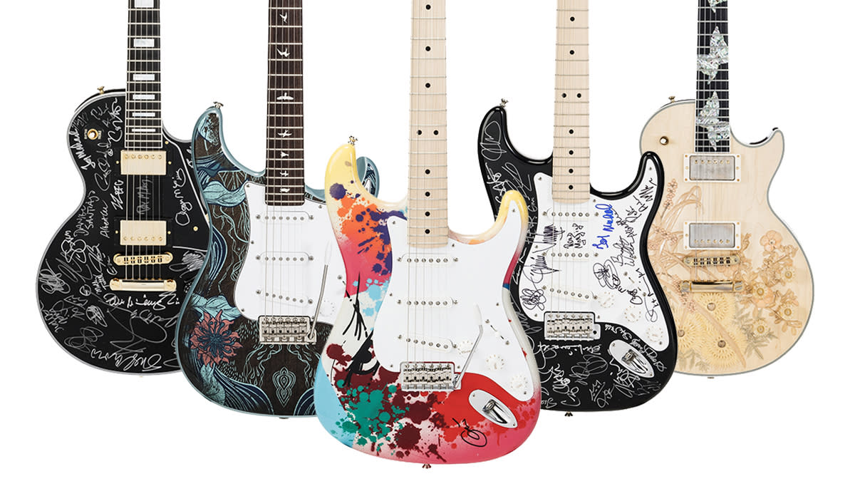  A collection of guitars from the Eric Clapton Crossroads Centre guitar auction. 