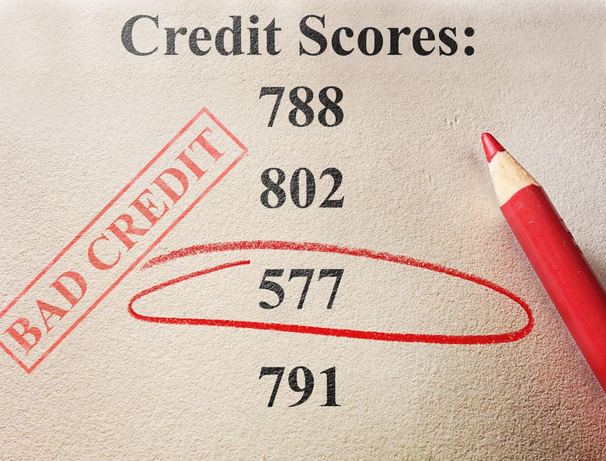 Red circle and bad credit score stamp