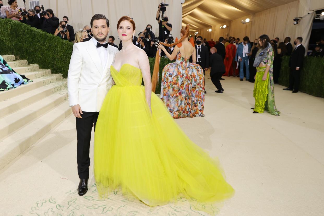 Kit Harington and Rose Leslie attend The 2021 Met Gala Celebrating In America: A Lexicon Of Fashion at Metropolitan Museum of Art on Sept. 13, 2021 in New York.