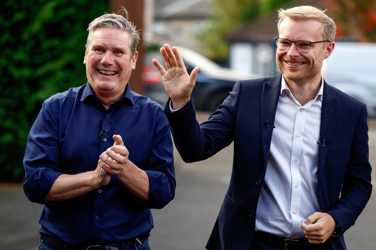 Labour Party leader Keir Starmer joined MP-elect Michael Shanks to celebrate Shanks' victory in the Rutherglen and Hamilton West by-election (Getty Images)