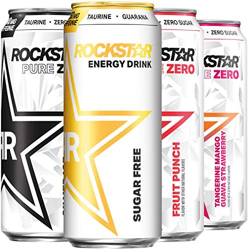 Rockstar Pure Zero Energy Drink,4 Flavor Pure Zero Variety Pack, 0 Sugar, with Caffeine and Tau…