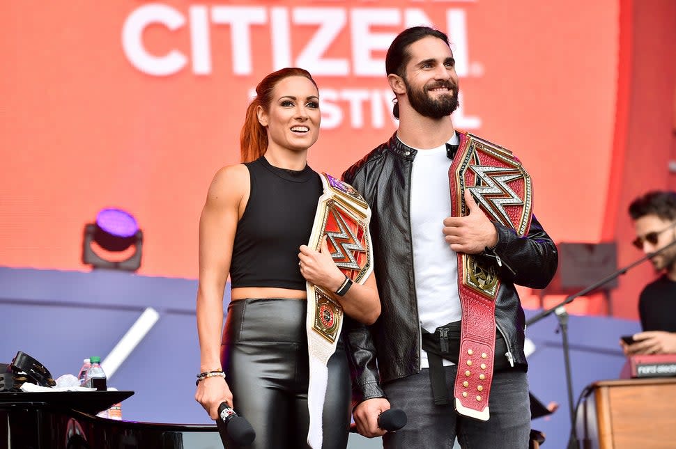 Becky Lynch and Seth Rollins