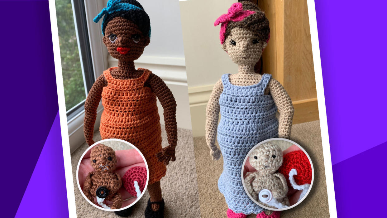 TikToker Stitched_By_Shari went viral after making crocheted birthing dolls from a pattern she purchased from fellow crocheter Laura Sutcliffe. (Photo: Laura Sutcliffe/Laura Loves Crochet)