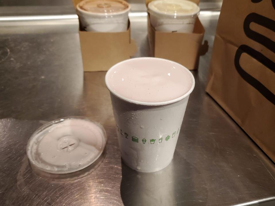 Strawberry milkshake from Shake Shack.