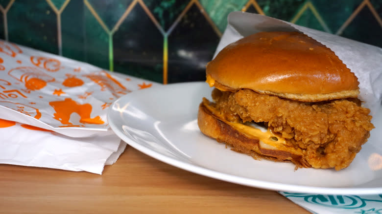 Popeye's chicken sandwich in package