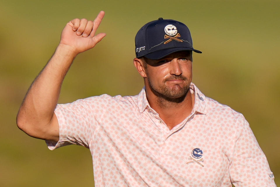 Bryson DeChambeau walks to the green on the 13th hole during the third round of the U.S. Open golf tournament Saturday, June 15, 2024, in Pinehurst, N.C. (AP Photo/Frank Franklin II)