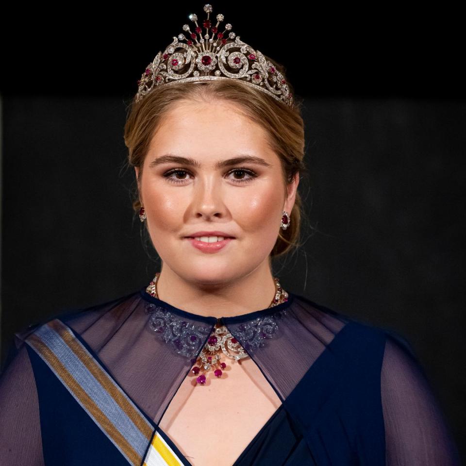 Princess Catharina-Amalia makes shimmering debut at first ever state banquet in Ruby Peacock tiara