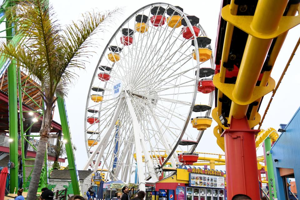 View of Ferris wheel during Primo Park After Dark hosted by Amazon Freevee and Universal Television at Pacific Park on the Santa Monica Pier on May 17, 2023 in Santa Monica, California.