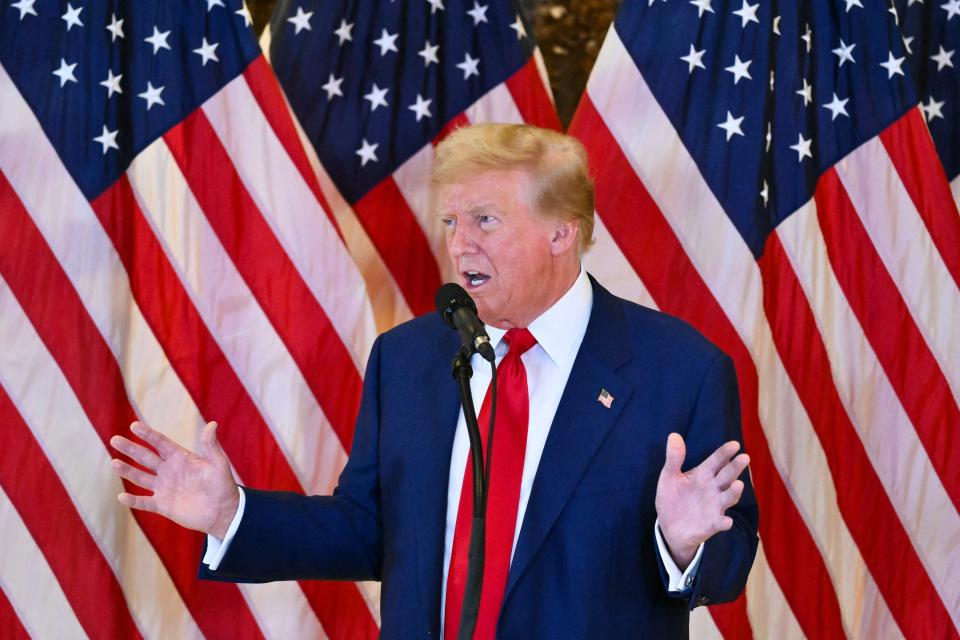 Former President and Republican presidential candidate Donald Trump speaks during a press conference after being found guilty over hush-money charges at Trump Tower in New York City on May 31, 2024. Donald Trump became the first former US president ever convicted of a crime after a New York jury found him guilty on all charges in his hush money case, months before an election that could see him yet return to the White House.