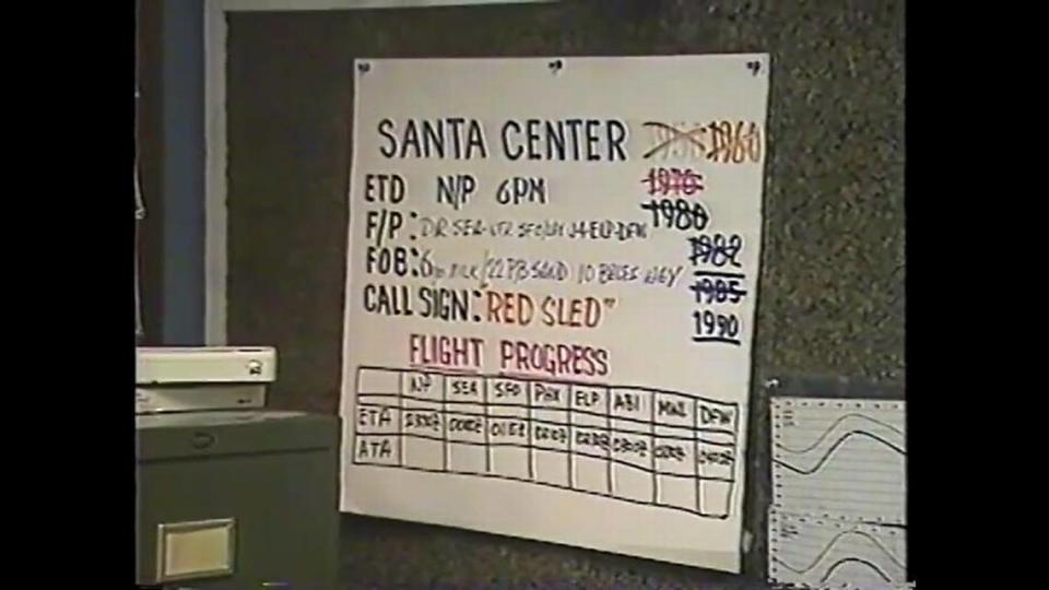 Taft’s “Santa Center” behind his work desk at the old KXAS/Channel 5 station in Fort Worth showed that he began in 1956.