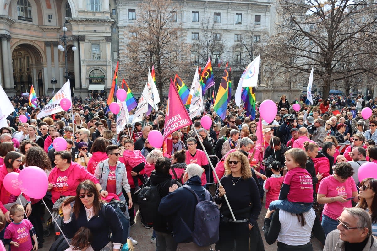 Protests took place in Milan as Italy began removing the names of same-sex parents from birth certificates   (Shutterstock / Federico Fermeglia)