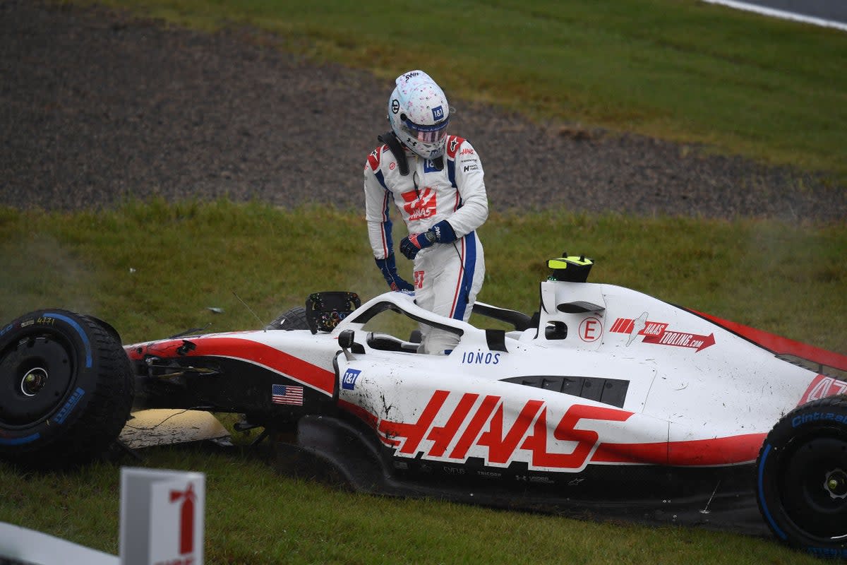 Mick Schumacher crashed on a ‘slow lap’ in Japan last year (AFP via Getty Images)