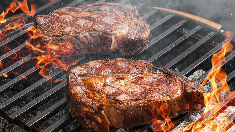 Steak on char grill