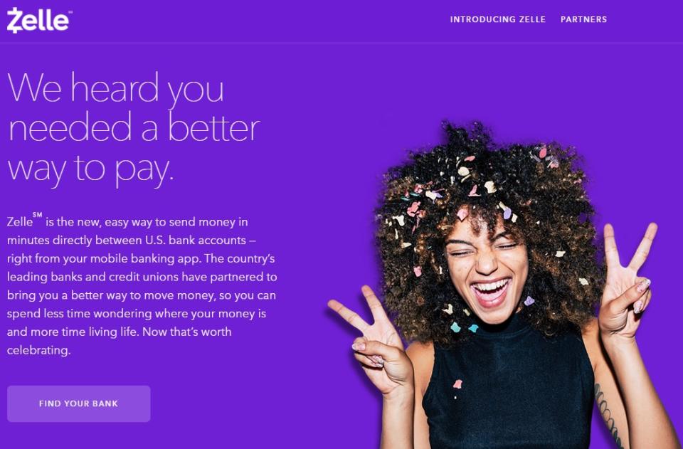 Zelle website (Screenshot)