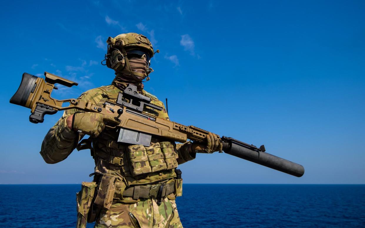 A Royal Marine maritime sniper armed with the AW50F anti-materiel rifle. Such snipers are one of the varied capabilities offered by Littoral Strike