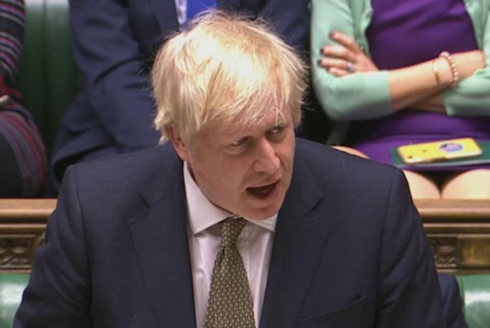 Prime Minister Boris Johnson speaking during the debate in the House of Commons, London, on the Queen's Speech. (Photo by House of Commons/PA Images via Getty Images)