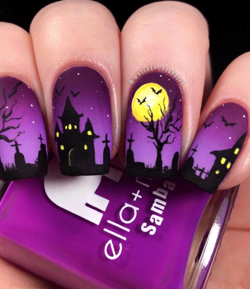 <p>Recreate a spooky graveyard scene from every horror movie. <a href="https://www.instagram.com/p/B3_AkntpRnt/" rel="nofollow noopener" target="_blank" data-ylk="slk:Nail artist Gracie has a video tutorial" class="link ">Nail artist Gracie has a video tutorial</a> showing how she did the manicure by hand, but if you're not an artist yourself, there are easy stencils that will help you out!</p><p><a class="link " href="https://go.redirectingat.com?id=74968X1596630&url=https%3A%2F%2Fwww.etsy.com%2Flisting%2F250568544%2Fgraveyard-stencils-for-nails-halloween&sref=https%3A%2F%2Fwww.oprahdaily.com%2Fbeauty%2Fskin-makeup%2Fg33239588%2Fhalloween-nail-ideas%2F" rel="nofollow noopener" target="_blank" data-ylk="slk:SHOP STENCIL">SHOP STENCIL</a></p>