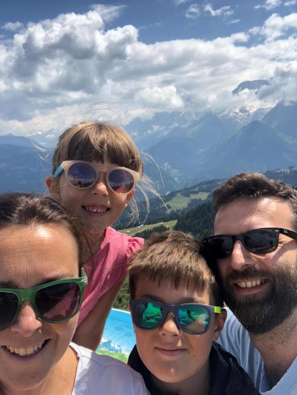 Emily on holiday with her parents Sophie and James, who had previously been afraid to be more than 20 minutes from a hospital, and brother Toby (Sophie Pratt)