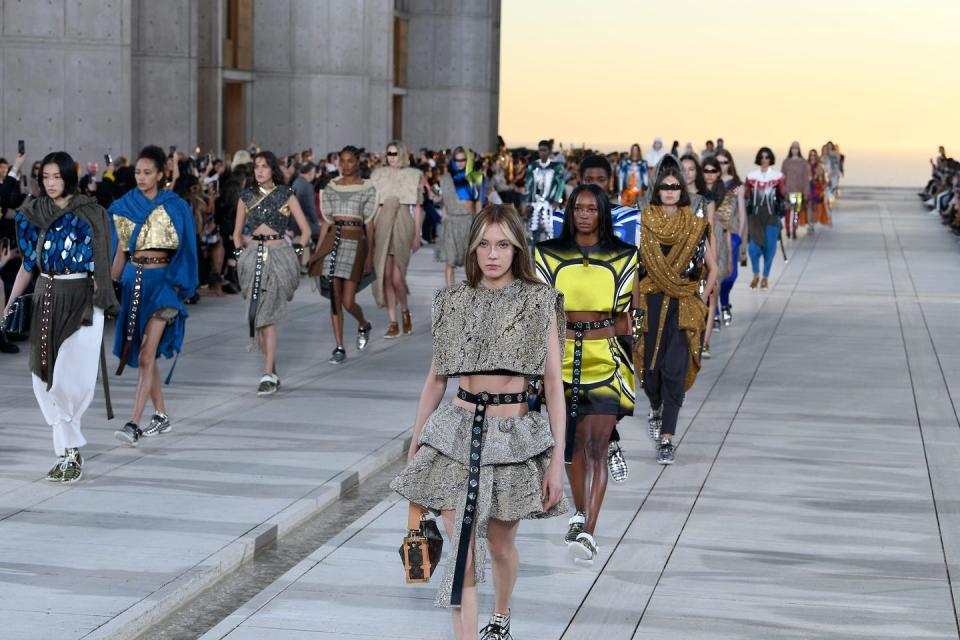 The finale of the Louis Vuitton 2023 Cruise Show in La Jolla at the Salk Institute