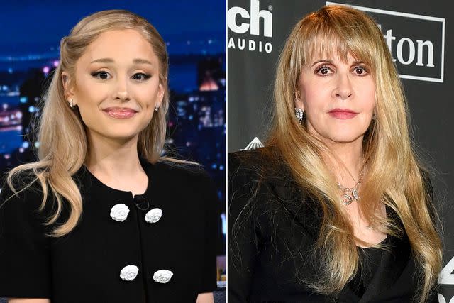 <p>Todd Owyoung/NBC via Getty; Kevin Mazur/Getty </p> Ariana Grande (left) and Stevie Nicks