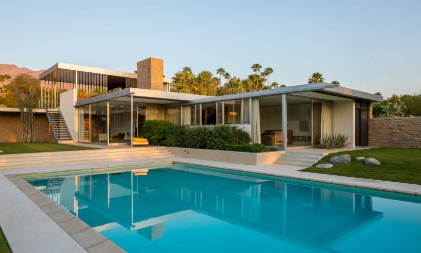 Set on two acres with the San Jacinto Mountains as the backdrop, the Midcentury gem holds five bedrooms and six bathrooms in 3,162 square feet.