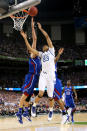 Anthony Davis #23 of the Kentucky Wildcats goes up for a shot agaisnt Jeff Withey #5 of the Kansas Jayhawks in the first half in the National Championship Game of the 2012 NCAA Division I Men's Basketball Tournament at the Mercedes-Benz Superdome on April 2, 2012 in New Orleans, Louisiana. (Photo by Ronald Martinez/Getty Images)