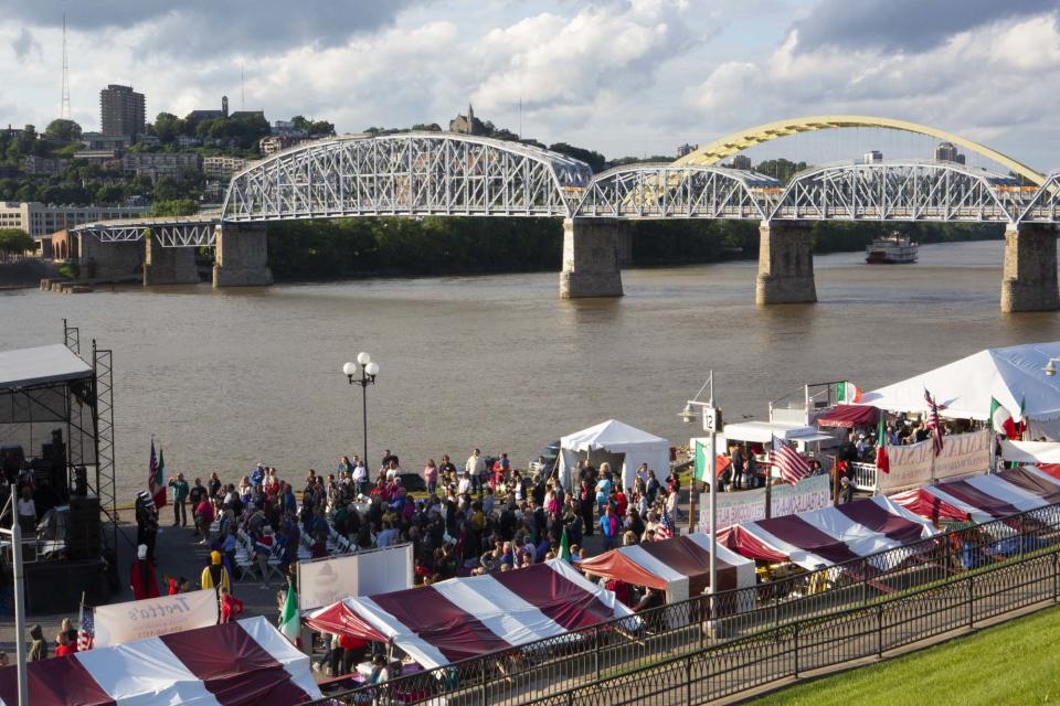 Newport's Italianfest takes place this weekend. Pictured People line the banks of the Ohio River for the festival in 2019.