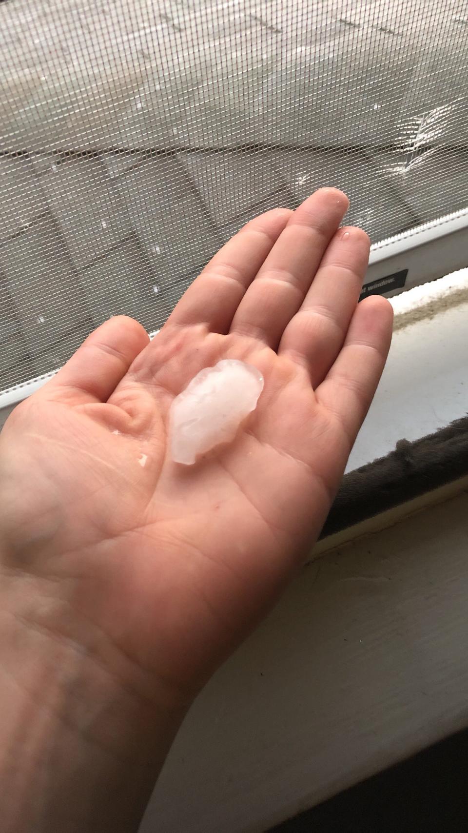 Hail seen during a storm in Delaware City in May of 2019.