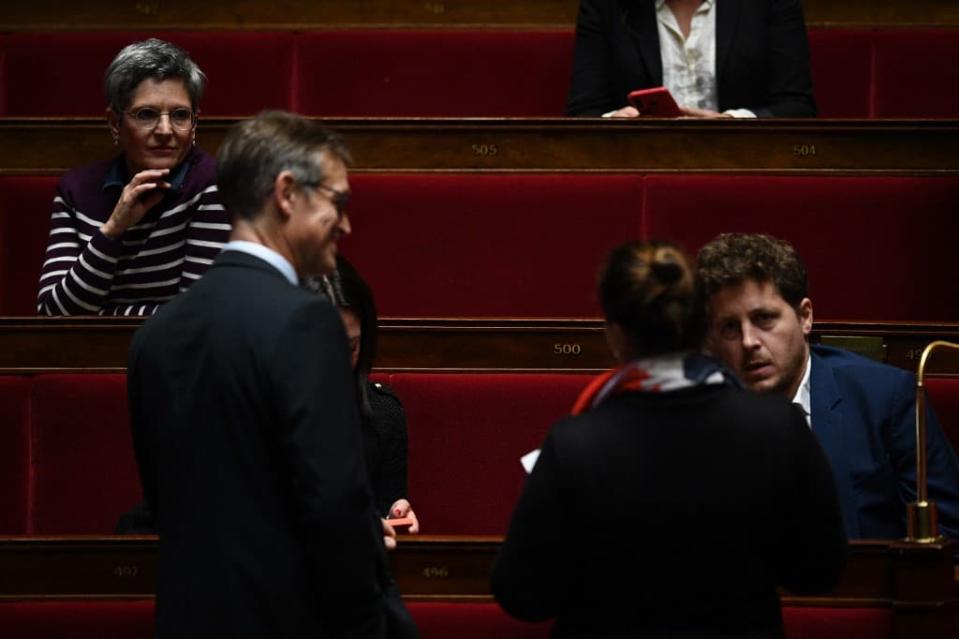 Sandrine Rousseau et Julien Bayou le 4 octobre 2022 à l'Assemblée nationale  - Christophe ARCHAMBAULT / AFP 