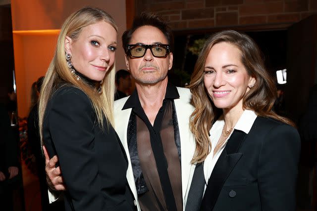 <p>Matt Winkelmeyer/Getty </p> Gwyneth Paltrow, Robert Downey Jr. and Susan Downey