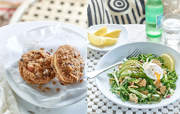 Cereal cookies and Gluten free Corn Flakes breakfast salad. Photo: Supplied