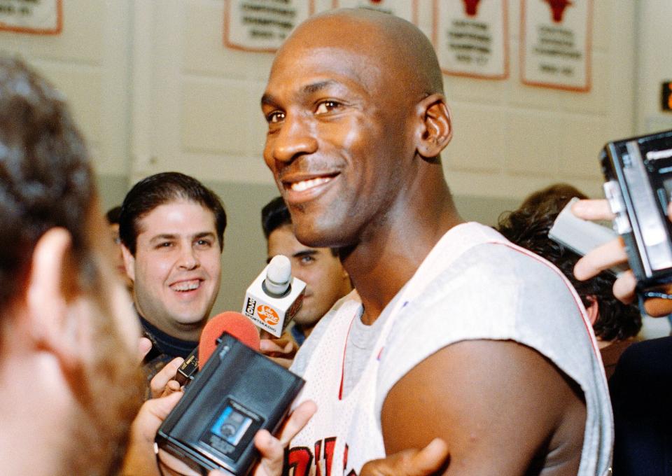 Michael Jordan's 1995 return to the NBA set sports media on fire. (AP Photo/Tim Boyle)