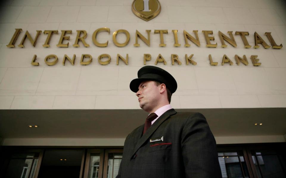 Exterior of the Intercontinental Hotel on Park Lane, London.