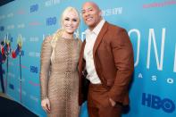Dwayne “The Rock” Johnson shows his support for Lindsey Vonn at the premiere of her HBO documentary, <i>Lindsey Vonn: The Final Season,</i> on Thursday in Beverly Hills. 
