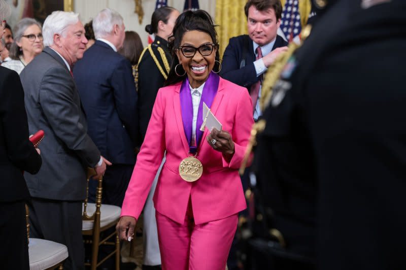 Gladys Knight walks off the stage after an event with President Joe Biden for the Arts and Humanities Award Ceremony in the East Room of the White House in Washington, D.C., on March 21, 2023. The singer turns 80 on May 28. File Photo by Oliver Contreras/UPI