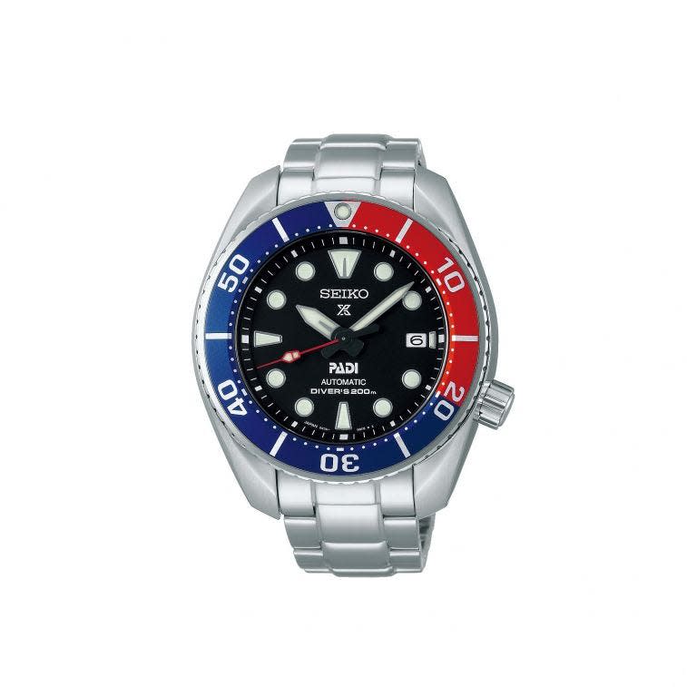 <p>Prospex x PADI SPB181J1</p><p><a class="link " href="https://www.goldsmiths.co.uk/Seiko-Prospex-Padi-SPB181J1/p/18280078" rel="nofollow noopener" target="_blank" data-ylk="slk:SHOP;elm:context_link;itc:0;sec:content-canvas">SHOP</a></p><p>Proper divers don't really wear <a href="https://www.esquire.com/uk/watches/g32127494/best-dive-watches/" rel="nofollow noopener" target="_blank" data-ylk="slk:diving watches;elm:context_link;itc:0;sec:content-canvas" class="link ">diving watches</a> these days. Or rather, the diving watches they do wear tend to be wrist-mounted computers, with digital displays and sensors for everything from oxygen levels to pressure readings. But divers do wear watches from Seiko's Prospex line, which is why it's the only marque allowed to bear the logo of the Professional Association of Diving Instructors (PADI). The latest addition to their ongoing collaboration is a take on Seiko's 'Sumo', (so named for its bulbous profile and the oversized 12 o'clock marker) with super-legible Lumibrite hands and markers, plus that signature 4 o'clock screwdown crown and Pepsi bezel.</p><p>£750; <a href="https://www.goldsmiths.co.uk/Seiko-Prospex-Padi-SPB181J1/p/18280078" rel="nofollow noopener" target="_blank" data-ylk="slk:goldsmiths.co.uk;elm:context_link;itc:0;sec:content-canvas" class="link ">goldsmiths.co.uk</a></p>